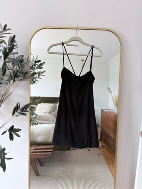Garage Black Mini Slip Dress with Double Straps